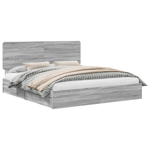 VidaXL vidaXL Storage Bed Grey Sonoma 200 x 200 cm Engineered Wood 1