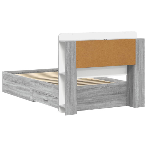 VidaXL vidaXL Bed Frame with Storage Grey Sonoma 100 x 200 cm Engineered Wood 2