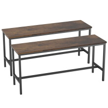 (Rustic Oak) Set of 2 Industrial Dining Bench Steel Frame