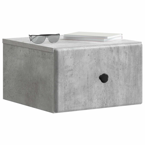 VidaXL vidaXL Wall-Mounted Bedside Cabinet with Drawer 2 pcs Concrete Grey 1