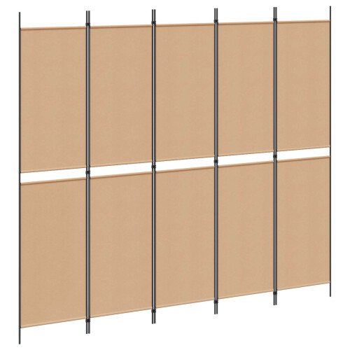 VidaXL vidaXL 5-Panel Room Divider Beige 250 x 220 cm Fabric 1