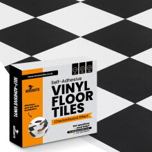 (Black & White, 30) Vinyl Floor Tiles Self Adhesive - Peel and Stick Floor Tiles, Vinyl Flooring for for Kitchen, Living Room and Bathroom