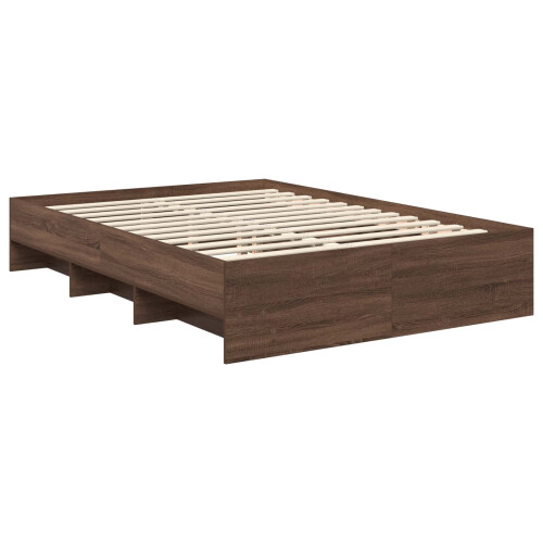 VidaXL vidaXL Bed Frame with Headboard Brown Oak 150 x 200 cm Engineered Wood 2
