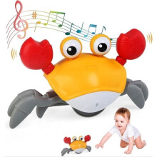 Baby Crab Toy with LED Lights, Toddler Interaction, Automatic Detection, Intellectual Development Toy, Orange