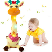 Interactive Talking and Dancing Plush Giraffe Toy with Music, Repeats Phrases, Volume Control, USB Rechargeable, Gift
