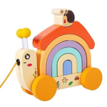 Toy - Rainbow Wooden Snail - 12 months - Helps with crawling and walking - Attractive design