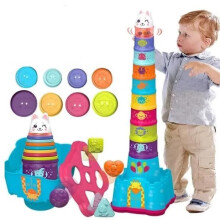 Toy - Baby - Stacking Cubes - 8 Colourful Cups - 4 Geometric Blocks - Unisex