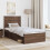 VidaXL vidaXL Bed Frame with Headboard Brown Oak 90 x 200 cm Solid Pine Wood 4