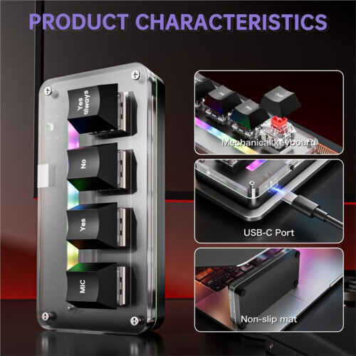 4Key Customize Wireless Voice Input Keyboard Macro Knob Copy Paste Shortcut Key Keyboard Vibecoding Keyboard 2