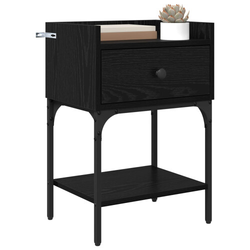VidaXL vidaXL Bedside Table Black Oak 40 x 29 x 60 cm Engineered Wood 1