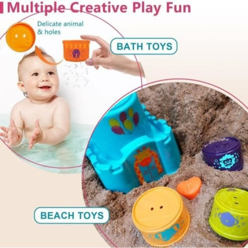 Toy - Stacking Cubes - Non-toxic ABS - Safe - For babies 12 months and older 2