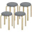 Set of 4 Upholstered Stools Stackable Wooden Legs Grey 2