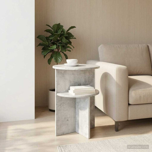 VidaXL vidaXL Side Table Concrete Grey Ø 39.5 x 55 cm Engineered Wood 1