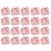 Caja de Caramelo de Papel StoBag de 20 Piezas con Cinta, Pequeño Empaque en para Galletas, Almacenamiento de Chocolate, Rosa