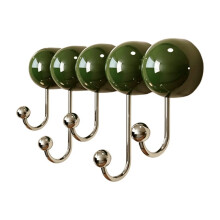 Suction Cup Hooks Household No Drill Clothes Hat Organizer Vintage Style Strong Hooks Wall Mounted Coat Rack Green