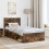 VidaXL vidaXL Bed Frame with Headboard Smoked Oak 90 x 200 cm Solid Pine Wood 4