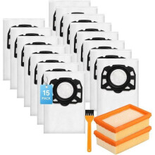 Kit of 15 Bags + 2 Filters for Karcher WD4 WD5 WD6 MV4 MV5 MV6 Vacuum Cleaners