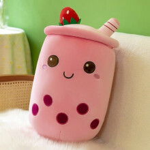 Kawaii Bubble Tea Plush 35cm with Beads – Soft and Cute Pillow Cushion, Original Gift for Girl or Boy (Pink)
