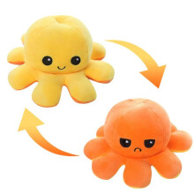 Cute anime octopus butter toy, double expression, reversible plush toy, orange to yellow, 40cm