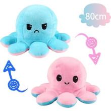 Giant Reversible Octopus Plush Toy 80cm Pink and Blue Double-Sided Mood Flip Octopus Cute Plush Toy Soft Animal Doll