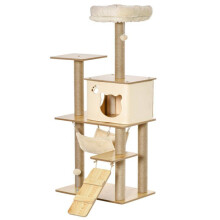 Albero per gatti - HELLOSHOP26 - Torre di gioco 60x40x130 cm - Multi-livello - Graffiatoi in juta - Casetta & amaca