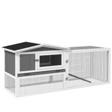 Kaninchenstall - HELLOSHOP26 - 2 Etagen - 156 x 58 x 68 cm - Kot-Schublade - abnehmbarer Außenbereich