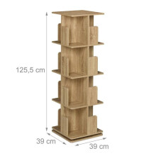 Bibliothèque rotative - HELLOSHOP26 - 95 x 39 x 39 cm - Rotative 360 - Panneaux de particules - 3 niveaux