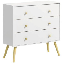 Commode de rangement - HELLOSHOP26 - 80x30x80 cm - 3 tiroirs - Style scandinave - Anti-basculement