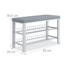 Bancs à chaussures - HELLOSHOP26 - 90 x 40 x 30 cm - Gris - Assise rembourrée - 8 paires