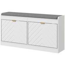 Bancs à chaussures - HELLOSHOP26 - Banc à chaussures assise rembourrée compact - 2 tiroirs pivotants - Assise lavable - 8 paires