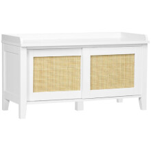 Bancs à chaussures - HELLOSHOP26 - 80 x 35 x 45 cm - porte coulissante - rotin tressé - assise utilisable
