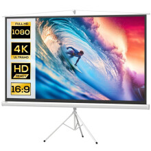 Leinwand mit Stativ für Heimkino-Meetings 221 x 124 cm höhenverstellbar 270 cm