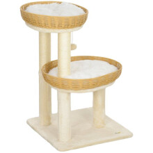 Albero per gatti - HELLOSHOP26 - Centro giochi 48 x 48 x 75,5 cm - Beige - Peluche e sisal - Per 1-2 gatti
