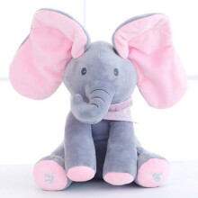 Interactive Plush Toy for Baby - Soft Toy that Moves, Talks and Sings to Stimulate Your Child - Elephant Plush Toy, 30cm, Grey+Pink