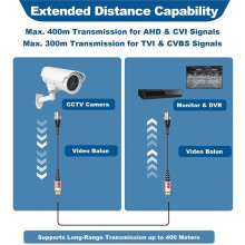 4 Pares de Transceptor Balun de Video Pasivo 4k 8mp HD Conector Bnc Transmisor de Par Trenzado