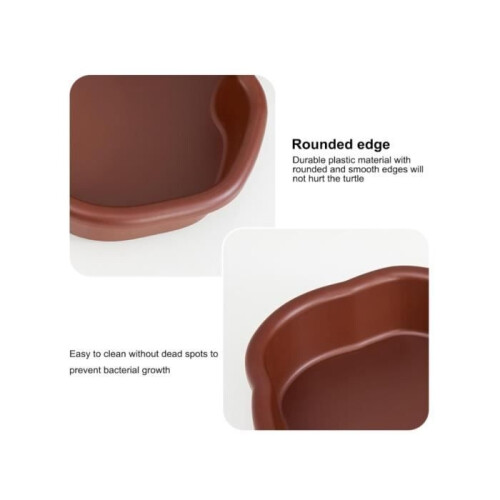 Reptile bowl - Large water bowl - Ramp and basking platform - Plastic - Brown 2