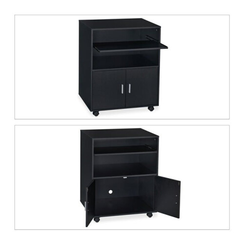 Caixa de escritório móvel - HELLOSHOP26 - 60x40x75 cm - Gaveta para teclado - Prateleira para impressora - 4 rodízios (2 com freio) 2