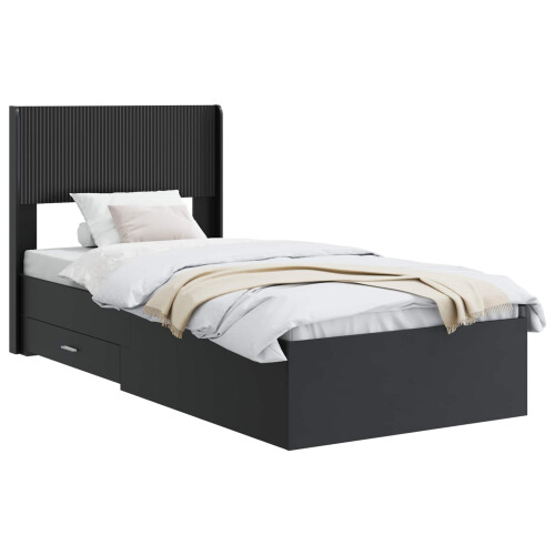 VidaXL vidaXL Bed Frame with Storage and Headboard Black 75 x 190 cm 1