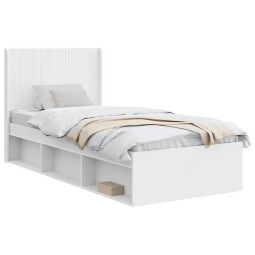 VidaXL vidaXL Bed Frame with Storage and Headboard White 90 x 190 cm 1