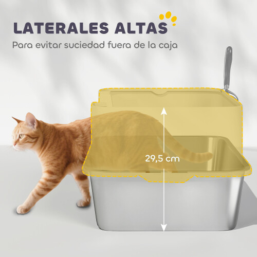 PawHut Arenero para Gato Gris 60.2 x 40.2 x 29.5 cm 2