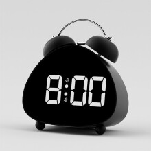 Black student alarm clock, creative design, usable on a desk or table, battery-powered, multi-smart alarm clock
