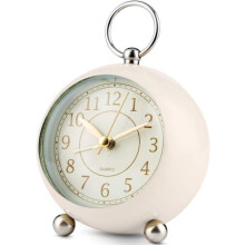 Silent bedside alarm clock with no ticking, battery powered, analog, retro, simple, for bedroom