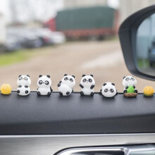 8-Piece Fun Car Accessories Panda-Shaped Car Dashboard Decoration Rearview Mirror Decoration