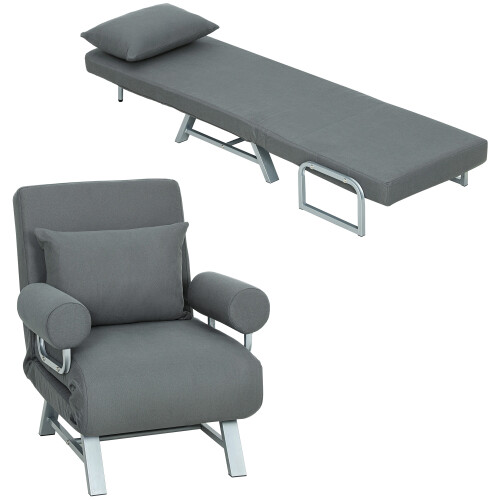 Homcom Sofá Cama Individual Gris 73 x 78 x 81 cm