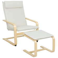 Sillón con Reposapié Beige 67 x 78 x 92 cm