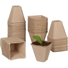 Biodegradable seedling pots, convenient pack of 50, square, 8 x 8 x 8 cm, paper gardening pots, natural