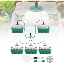 Mini Heated Greenhouse, Grow Tray with Lid and Ventilation, Seedling Tray with 10 Labels