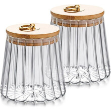 Set of 2 airtight glass storage jars for tea, coffee, sugar - Kitchen storage containers - 650 ml