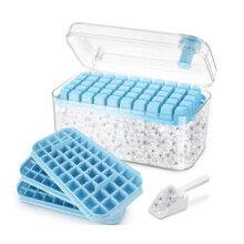 Ice cube tray with 150 ice cubes, ice cube mold with lids including a lid and a container, simply press