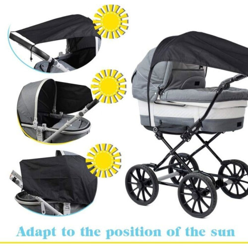 Stroller Sunshade, Stroller Parasol, Stroller Sunshade, Universal Stroller Sunshade, Canopy Awning, Black 2